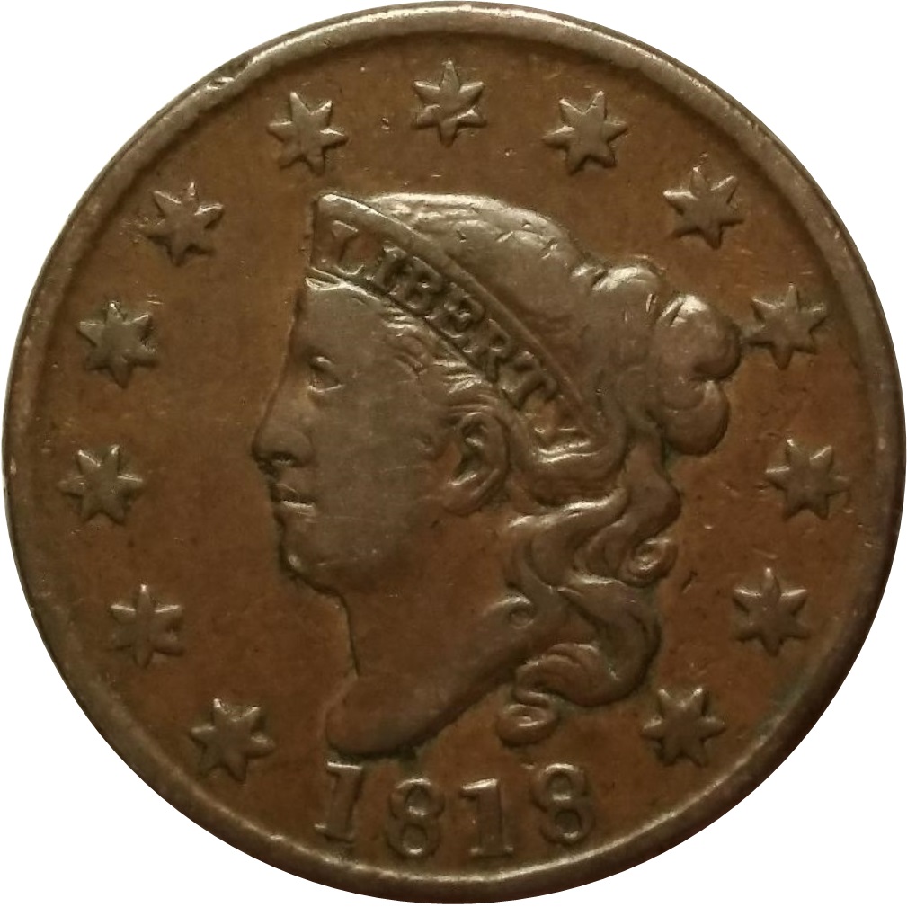 1818-Coronet-Large-Cent-#2---Newcomb-6---R1